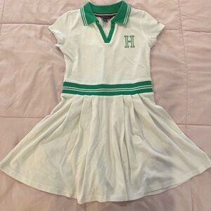 Kids Tommy Hilfiger Green and White Polo Dress.